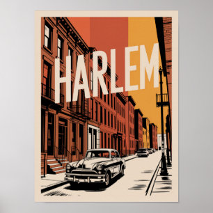Harlem Vintage Car Brownstone Poster