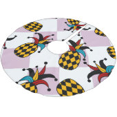 Harlequin Ananas: Stylized Doodle Vintag Polyester Weihnachtsbaumdecke (Schrägansicht)