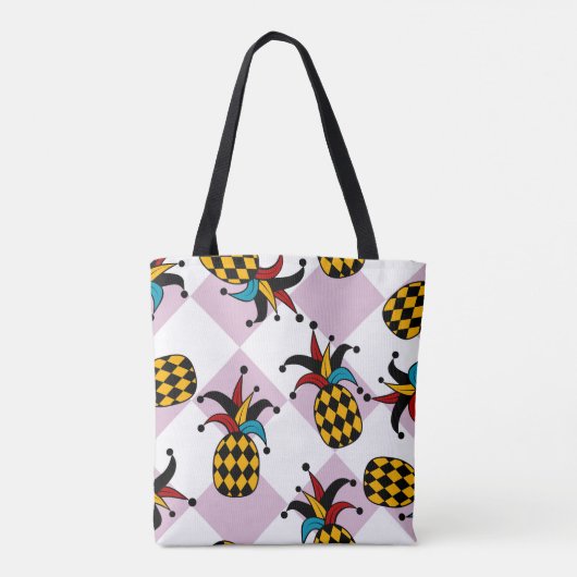 Harlequin Ananas: Stylized Doodle Vintag Tasche (Rückseite)