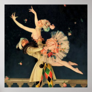 "Harlequin and Columbine" von FX Leyendecker Poster