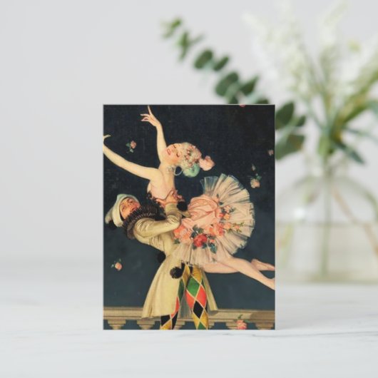 "Harlequin and Columbine" von FX Leyendecker Postkarte (Stehend Vorderseite)