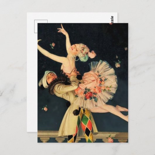 "Harlequin and Columbine" von FX Leyendecker Postkarte (Vorne/Hinten)