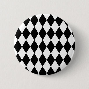 Harlequin Black and White Button