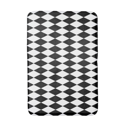 Harlequin Black and White Diamond Pattern Badematte (Vorderseite Vertikal)