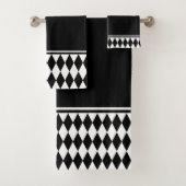 Harlequin Black and White Diamond Pattern Badhandtuch Set (Insitu)