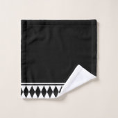 Harlequin Black and White Diamond Pattern Badhandtuch Set (Waschlappen)