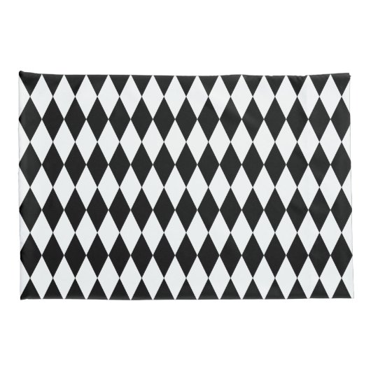 Harlequin Black and White Diamond Pattern Kissenbezug (Rückseite-Rechts)