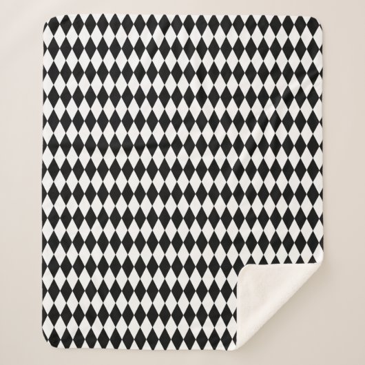 Harlequin Black and White Diamond Pattern Sherpadecke (Vorderseite)