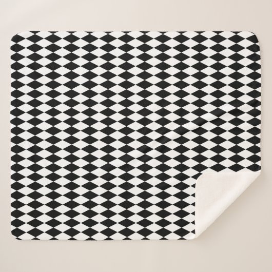 Harlequin Black and White Diamond Pattern Sherpadecke (Vorderseite (Horizontal))