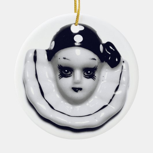 Harlequin Black and White Keramik Ornament (Vorne)