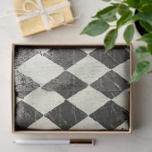 Harlequin Black n Cream Ephemera Wood Decoupage Seidenpapier (Geschenk)