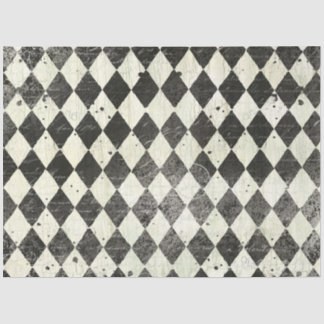 Harlequin Black n Cream Ephemera Wood Decoupage Seidenpapier