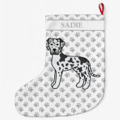 Harlequin Black & White Great Dane Niedlicher Hund Großer Weihnachtsstrumpf (Rückseite)