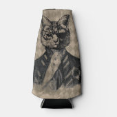 Harlequin Cat Grunge Flaschenkühler (Vorderseite)