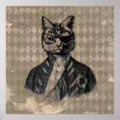 Harlequin Cat Grunge Poster (Vorne)