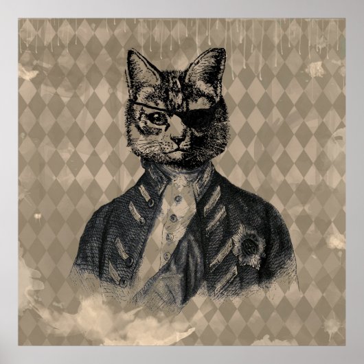 Harlequin Cat Grunge Poster (Vorne)