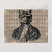 Harlequin Cat Grunge Postkarte (Vorderseite)