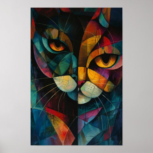 Harlequin Cats: Farbkunst des Whimsikkreises Poster (Vorne)