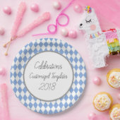 Harlequin-Celebration-Vorlagen-individuell-blau Pappteller (Party)