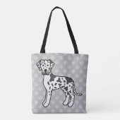Harlequin Coat Great Dane Cartoon Dog Tasche (Rückseite)