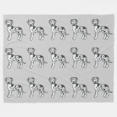 Harlequin Coat Great Dane Hunde Muster auf Grau Fleecedecke (Vorderseite (Horizontal))