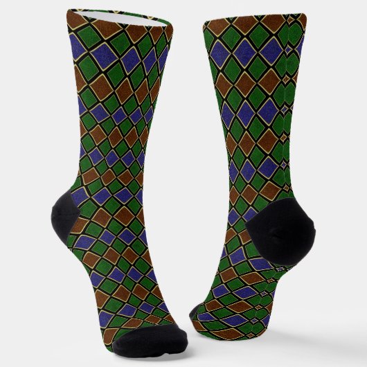 Harlequin-Diamantgitter: Texturierte Harmonie Socken (Gewinkelt)