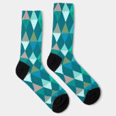 Harlequin/Diamantmuster - Aquamarin und Aqua Socken (Rechts)