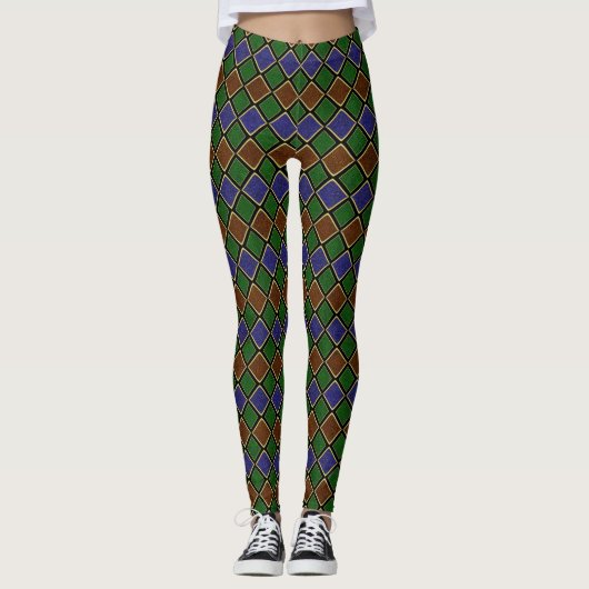 Harlequin Diamond Grid: Textured Harmony Leggings (Vorderseite)