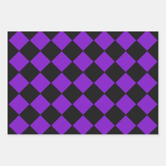 Harlequin Diamond Muster in Lila und gelb Geschenkpapier Set (Vorderseite 2)
