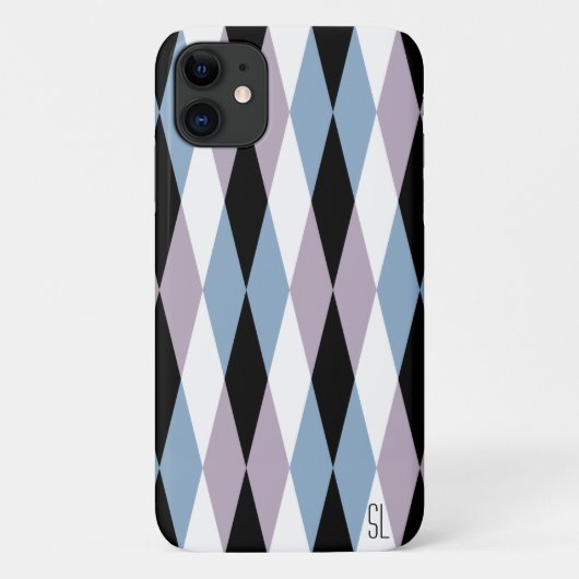 Harlequin Diamond Pattern - Blau und Dusty Lilac Case-Mate iPhone Hülle (Rückseite)
