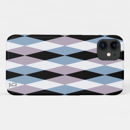 Harlequin Diamond Pattern - Blau und Dusty Lilac Case-Mate iPhone Hülle (Rückseite (Horizontal))