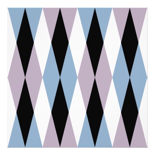 Harlequin Diamond Pattern - Blau und Dusty Lilac Fotodruck (Vorne)