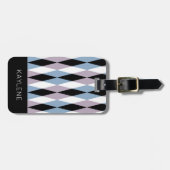 Harlequin Diamond Pattern - Blau und Dusty Lilac Gepäckanhänger (Vorderseite horizontal)