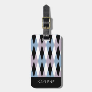 Harlequin Diamond Pattern - Blau und Dusty Lilac Gepäckanhänger