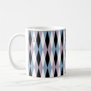 Harlequin Diamond Pattern - Blau und Dusty Lilac Kaffeetasse