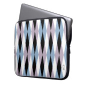 Harlequin Diamond Pattern - Blau und Dusty Lilac Laptopschutzhülle (Vorderseite Links)