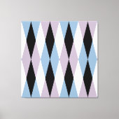 Harlequin Diamond Pattern - Blau und Dusty Lilac Leinwanddruck (Vorderseite)