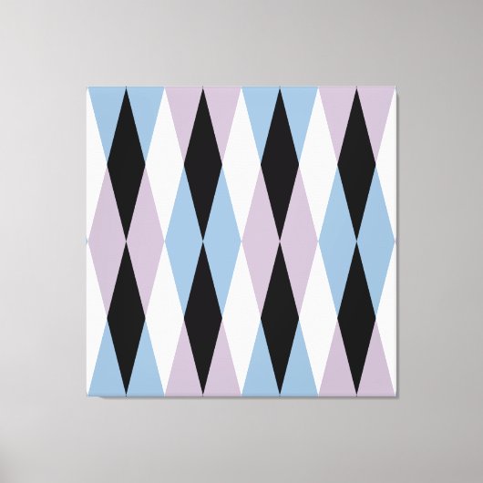 Harlequin Diamond Pattern - Blau und Dusty Lilac Leinwanddruck (Vorderseite)