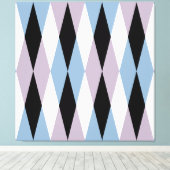 Harlequin Diamond Pattern - Blau und Dusty Lilac Leinwanddruck (Insitu (Holzboden))