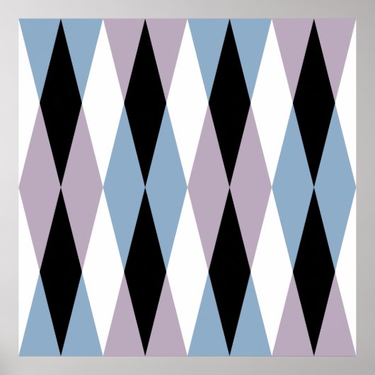 Harlequin Diamond Pattern - Blau und Dusty Lilac Poster (Vorne)