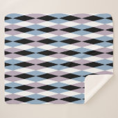 Harlequin Diamond Pattern - Blau und Dusty Lilac Sherpadecke (Vorderseite (Horizontal))