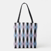 Harlequin Diamond Pattern - Blau und Dusty Lilac Tasche (Rückseite)