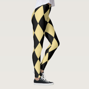 Harlequin ~ Diamond Pattern ~ Creme & Black~ Leggings
