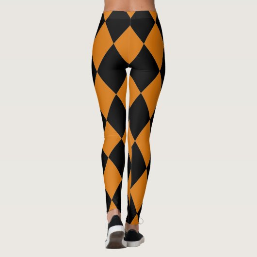 Harlequin ~ Diamond Pattern ~ Pumpkin & Black ~ Leggings (Rückseite)