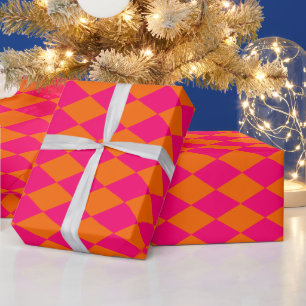 Harlequin DIY Farben Orange Himbeerrosa Geschenkpapier