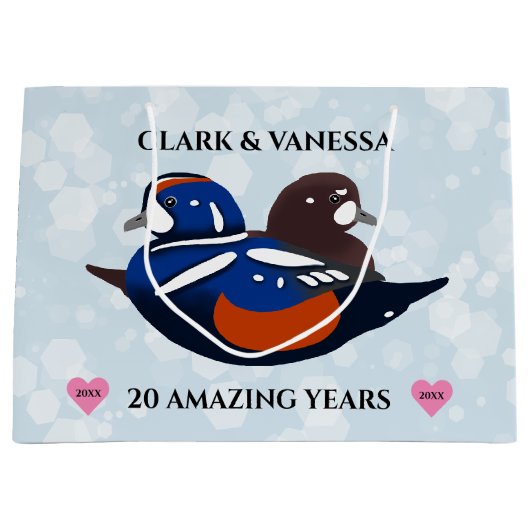 Harlequin Ducks Lovebirts jedes Jahr Große Geschenktüte (Vorderseite)