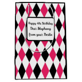 Harlequin Elegant Diamond Geometric Schwarz-weiß Mittlere Geschenktüte (Vorderseite)