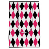 Harlequin Elegant Diamond Geometric Schwarz-weiß Mittlere Geschenktüte (Rückseite)