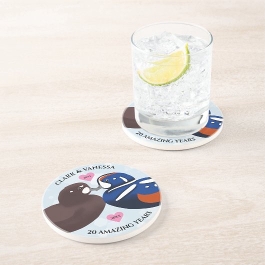 Harlequin Encks Lovebirds jedes Jahr Getränkeuntersetzer (Seite)