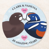 Harlequin Encks Lovebirds jedes Jahr Runder Pappuntersetzer (Vorderseite)